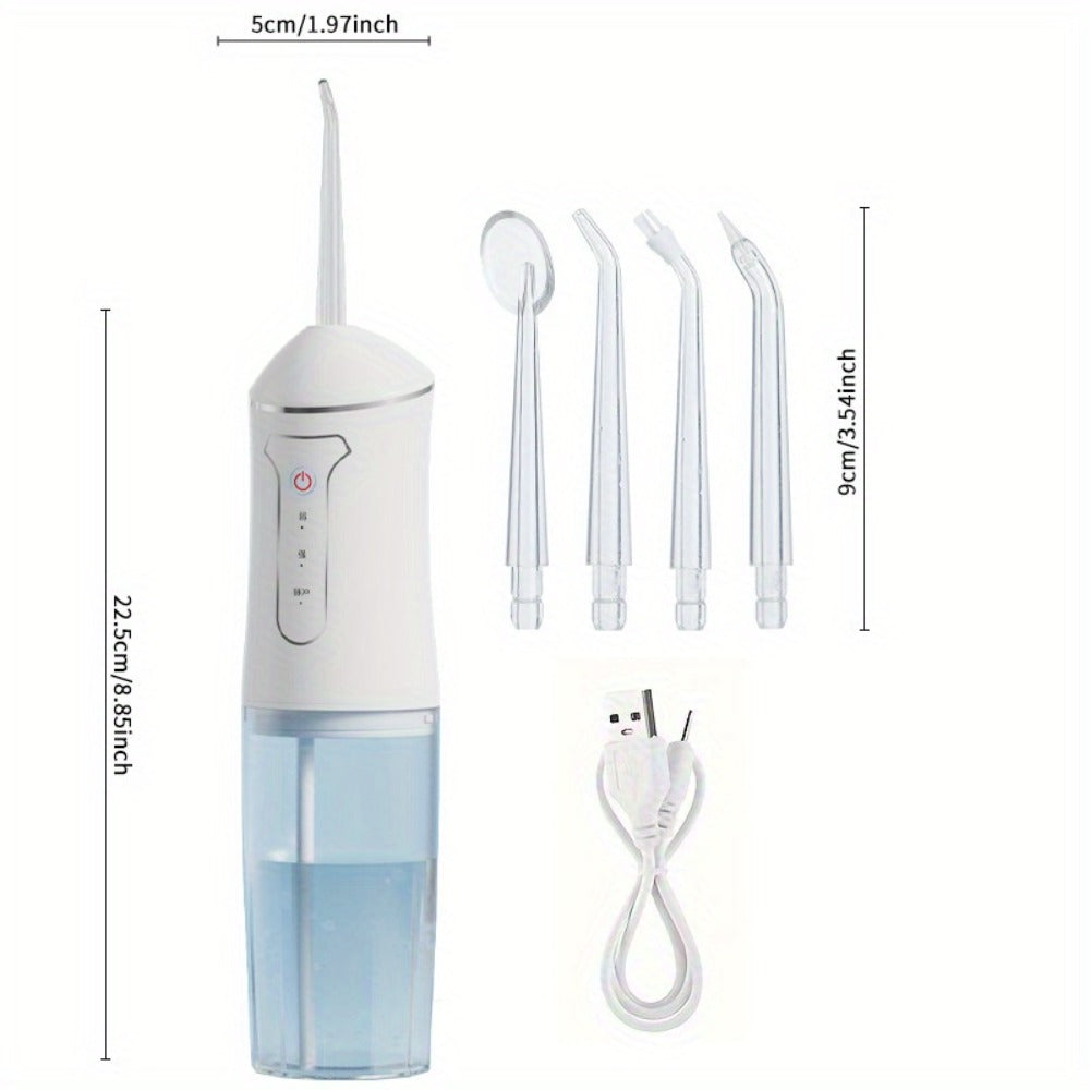 Smart Chip Water Flosser Cordless Oral Irrigator USB Rechargeable 4 Nozzles Orthodontic Tip 3 Cleaning Modes Portable Electric Dental Water Pick for Braces Gum Health Travel Home Men Women