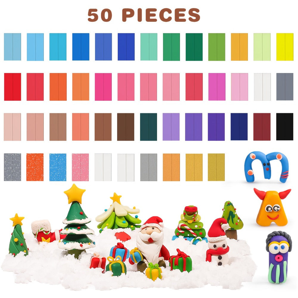Oven-Bake Polymer Clay Kit in 50- or 100-Piece Options for Craft Projects