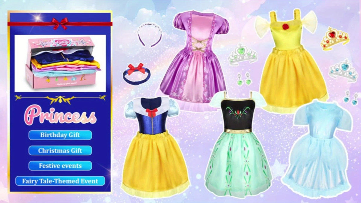 Princess Dress-Up Costume Set with Role-Play Outfits and Accessories