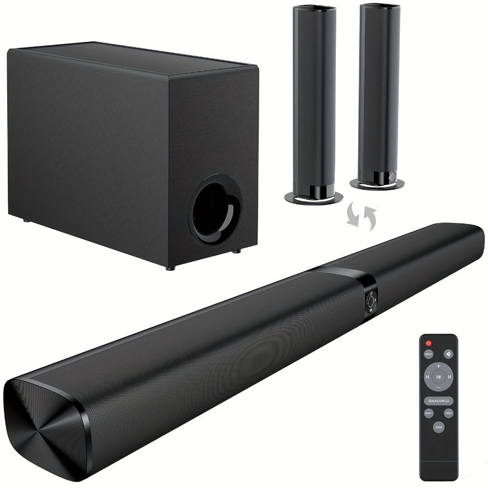 Mighty Rock TV Soundbar 32 Inch Separable Wireless Sound Bar with ARC Optical AUX, 3D Stereo 4-Driver Speaker, 3 Placement Modes, Infrared Remote Control for Smart TV Home Theater