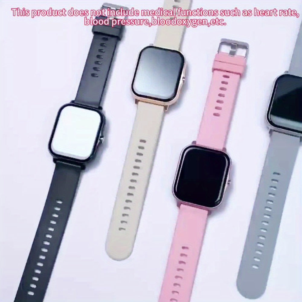 Dual TPU Strap Fitness Smartwatch 1.83" Full Touch – Pedometer, Multi Sport Mode, Exercise Recording, Wireless Calling, USB Rechargeable – Outdoor Sports Watch Men Women Gold Black Silver Pink