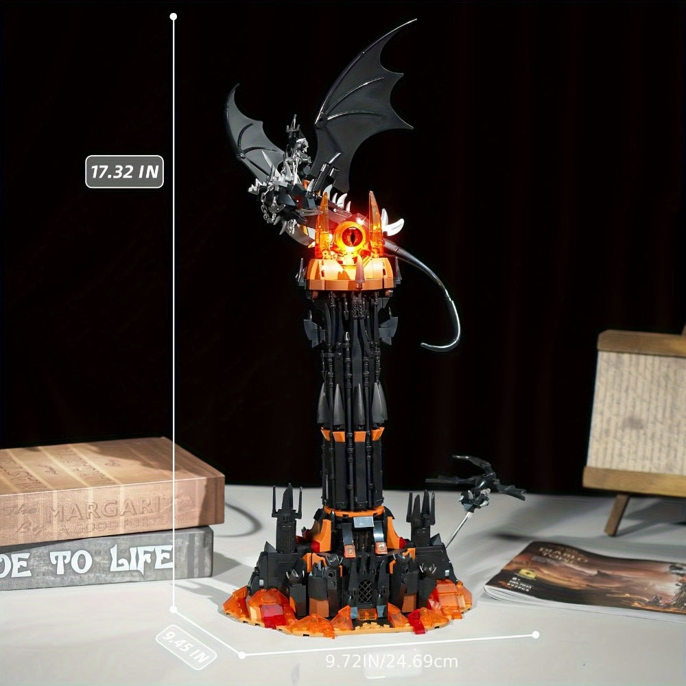 Dragon Castle Building Set, Black Dragon Guardian Tower Gothic Display Model Kit