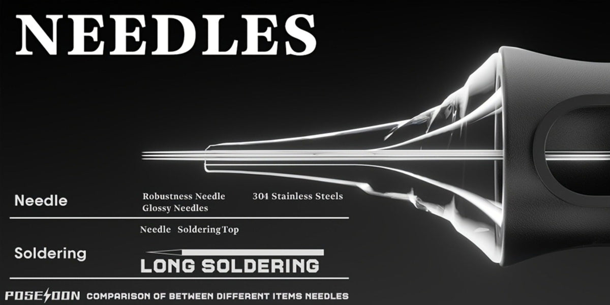 Tattoo Cartridge Needles 50pcs Mixed Size – POSEIDON V5 Disposable Round Liner, Shader & Curved Needles (5RL 7RL 9RL 5RS 7RS 9RS 7RM 7M1 15M1 15RM) with Safety Membrane