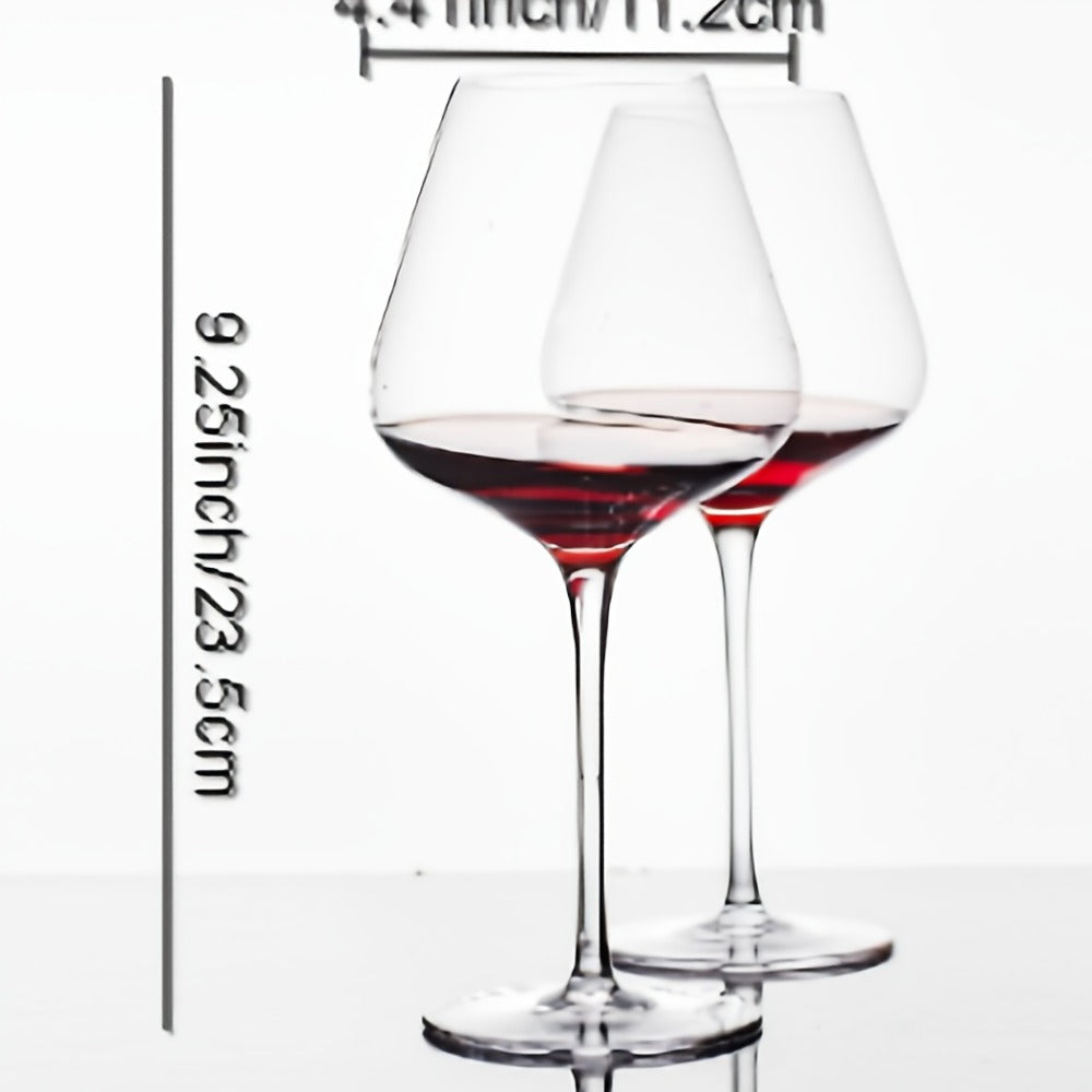 Hand Blown Red Wine Glasses Set of 4 – 23 Oz Crystal Burgundy Wine Glass with Long Stem – Unique Handcrafted Glassware Gift for Wedding, Anniversary, Christmas, Housewarming – Clear Stemmed Glass