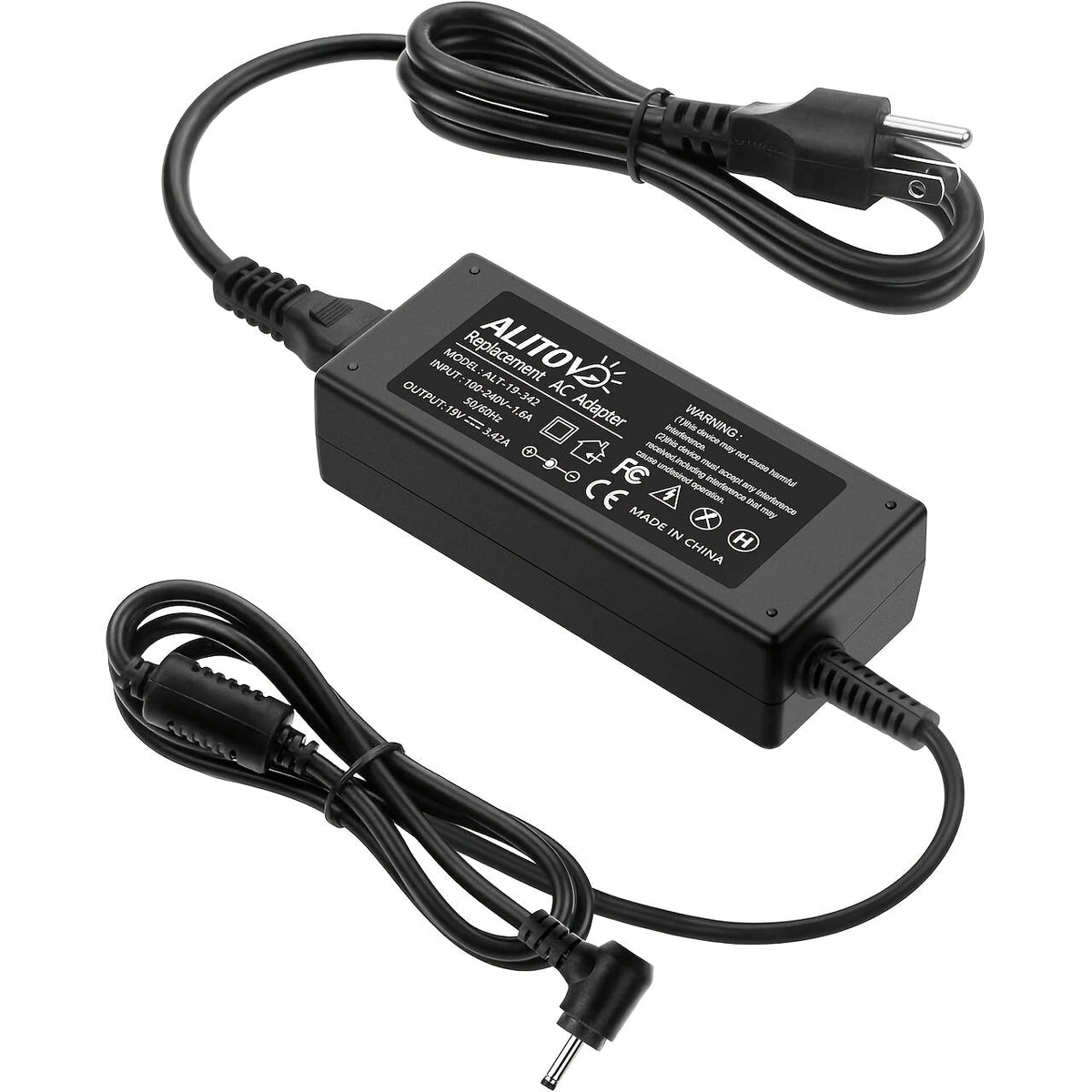 19V 3.42A 65W Universal Laptop Power Adapter - Compatible with HP, LG Monitor, Samsung TV, Acer, Chromebook, ASUS, JBL Speaker, AC 100-240V Input, 9 DC Tips Included, Short Circuit Protection