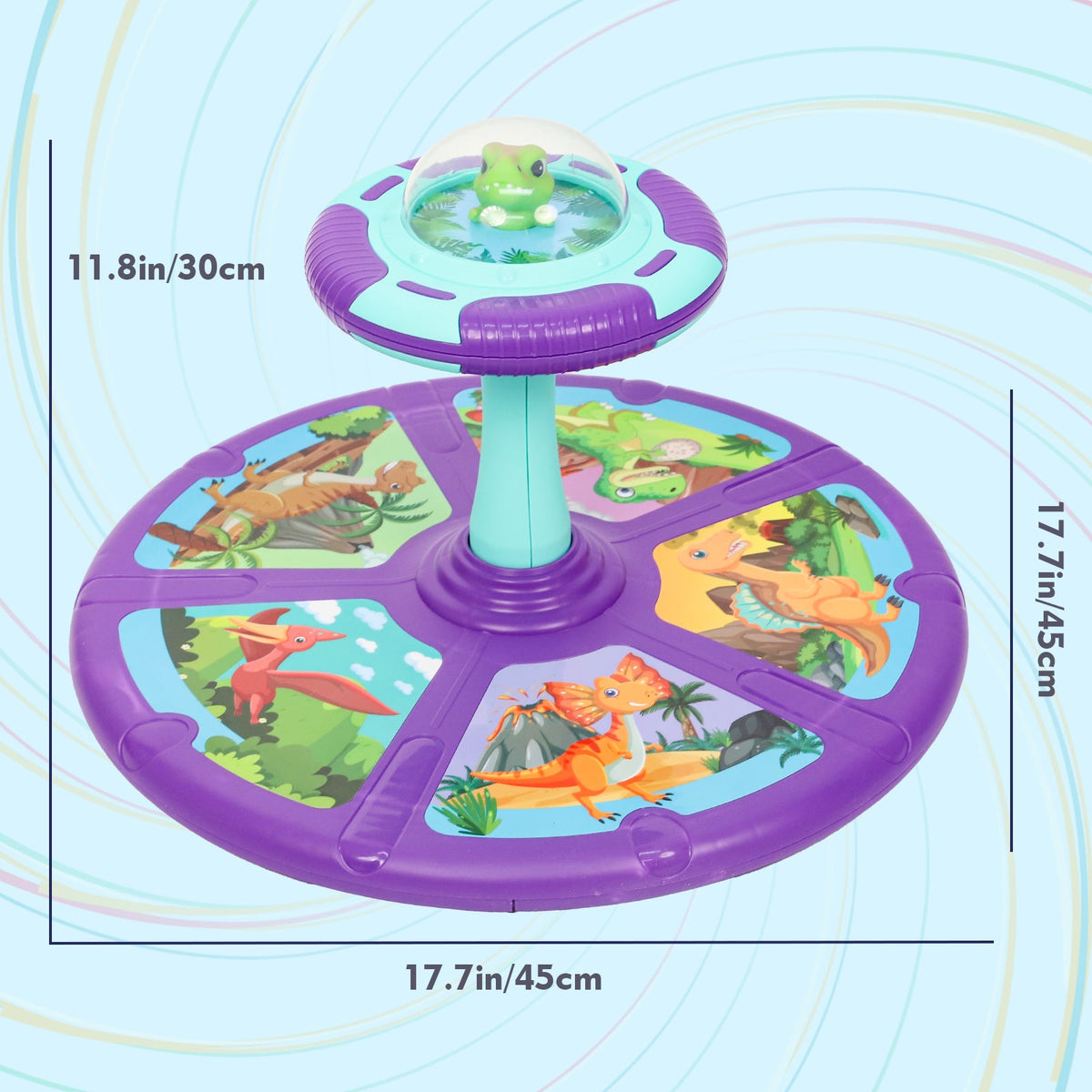 Dinosaur Spin Seat Toy for Toddlers 18 Months+ – 360° Sit and Spin with Music, Indoor Interactive Sensory Balance Toy, Supports Up to 110 lbs, Birthday Christmas Gift for Boys & Girls