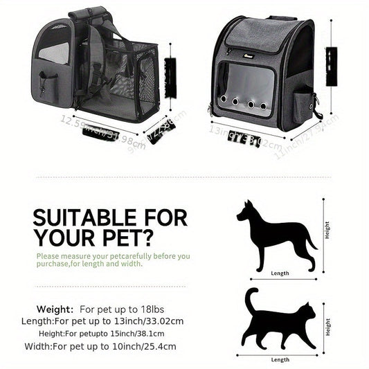 Expandable Pet Carrier Backpack with Foldable Expansion Panel