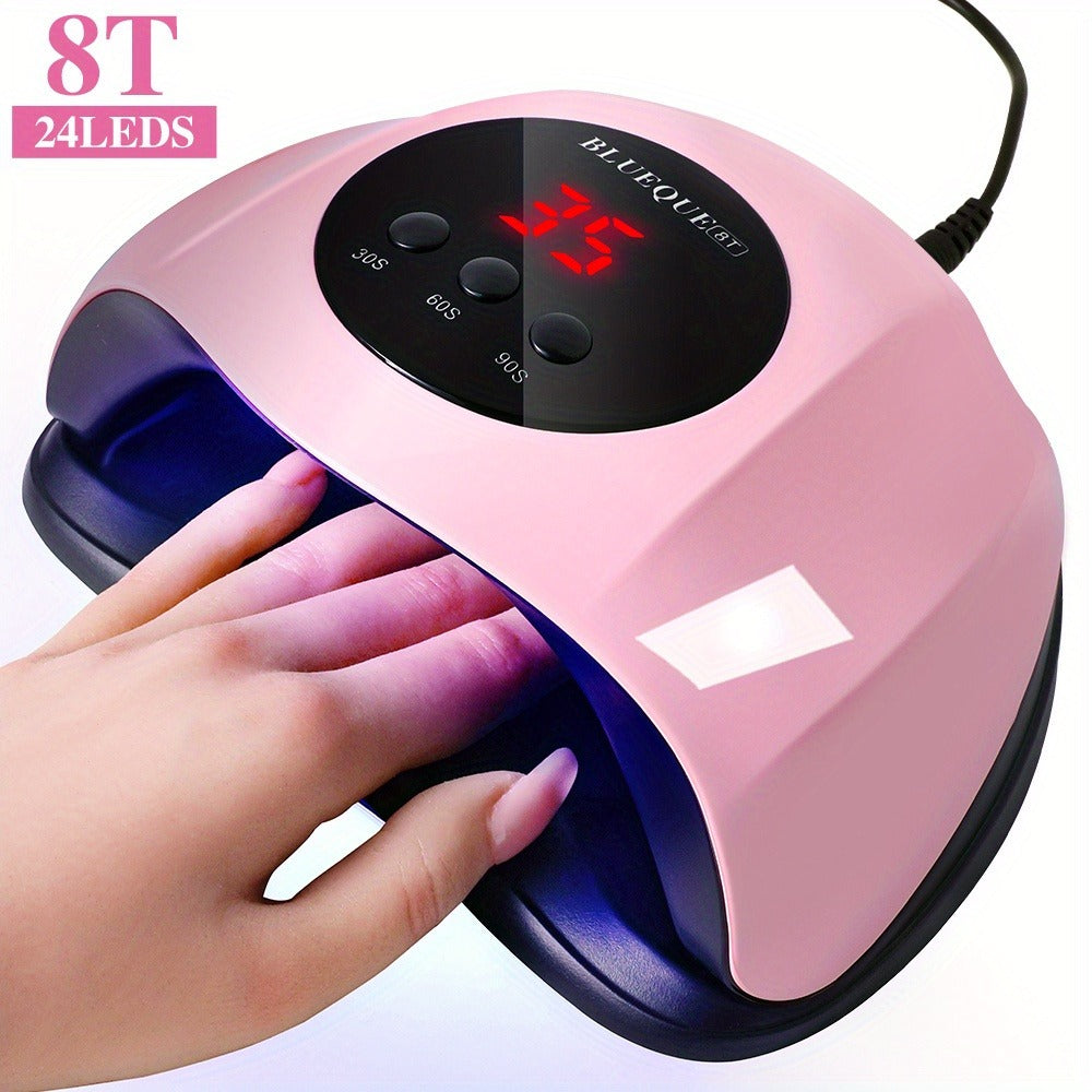 LED Nail Lamp Professional LCD Display Auto Sensor 4 Timer Settings USB Powered Instant Gel Polish Curer No Adapter Needed for Home Salon Manicure Pedicure DIY Nail Art Pink White
