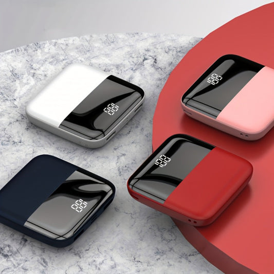 Mini Power Bank 10000mAh Pocket Portable Charger USB-C 5V 2A Slim Compact Battery Pack for iPhone Samsung Xiaomi Android – Lightweight Travel Everyday Carry Charger, Pink Black White Red