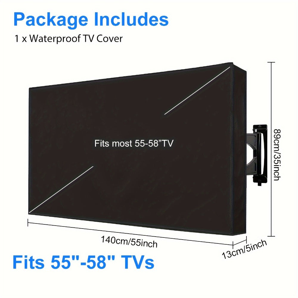 Outdoor TV Cover 55-58 Inch – Weatherproof Waterproof Dustproof Television Protective Cover for Patio, Flat Screen & Wall Mount TVs, Soft Polyester