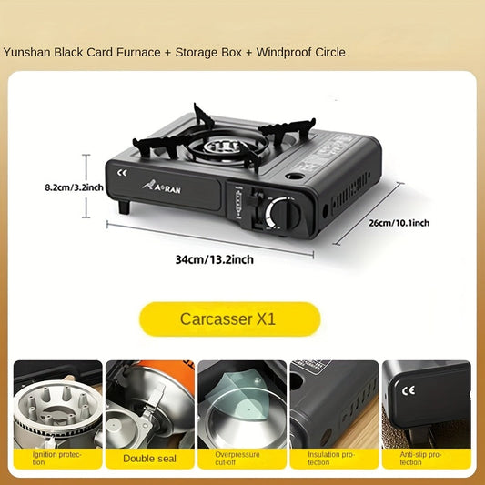 Portable Butane Cassette Stove with Piezo Ignition, Red and Black Set Options