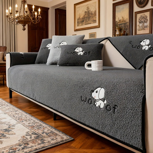 Sherpa Sofa Cover with Non-Slip Backing, Seat, Armrest and Backrest Pieces