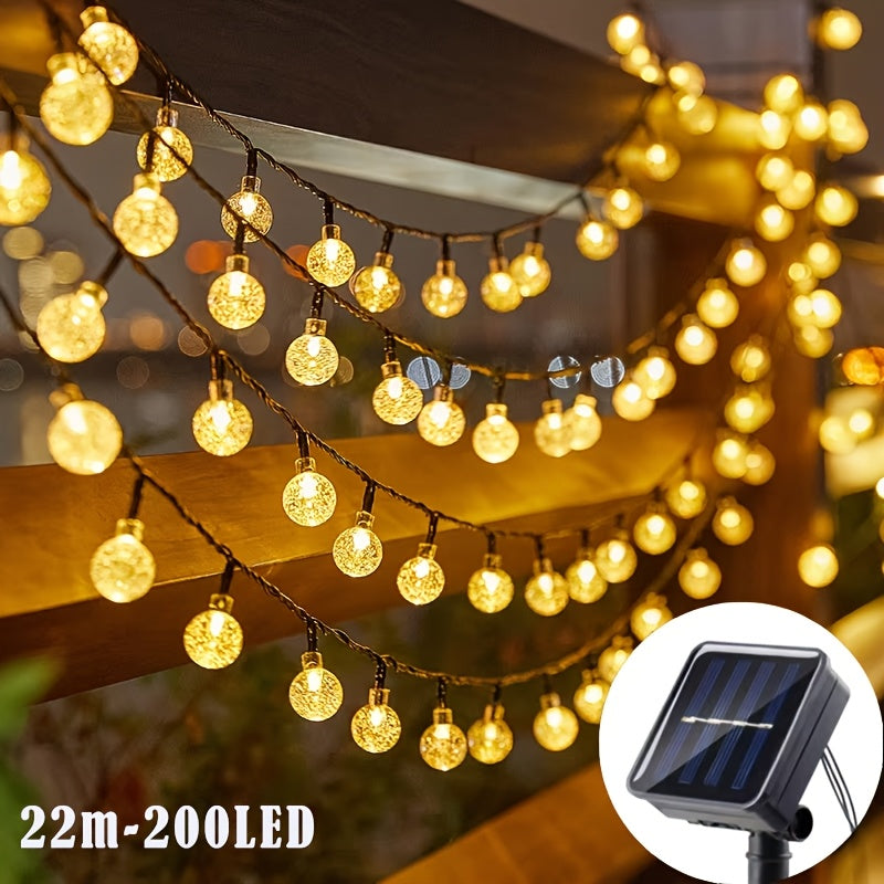 Solar String Lights Outdoor LED – 39/50/72/100/105FT Spherical Bulb & Warm/Cool White with Remote Control | IP65 Waterproof 12-Hour Solar Powered Fairy Lights for Patio, Garden & Festival Decoration