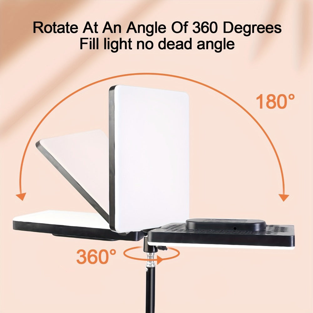 ZOMEI 10in LED Square Light Kit with 43.3in Tripod Stand & Phone Holder - Dimmable 3000K-6000K Studio Photography Lighting for Video Recording, YouTube, TikTok & Game Streaming