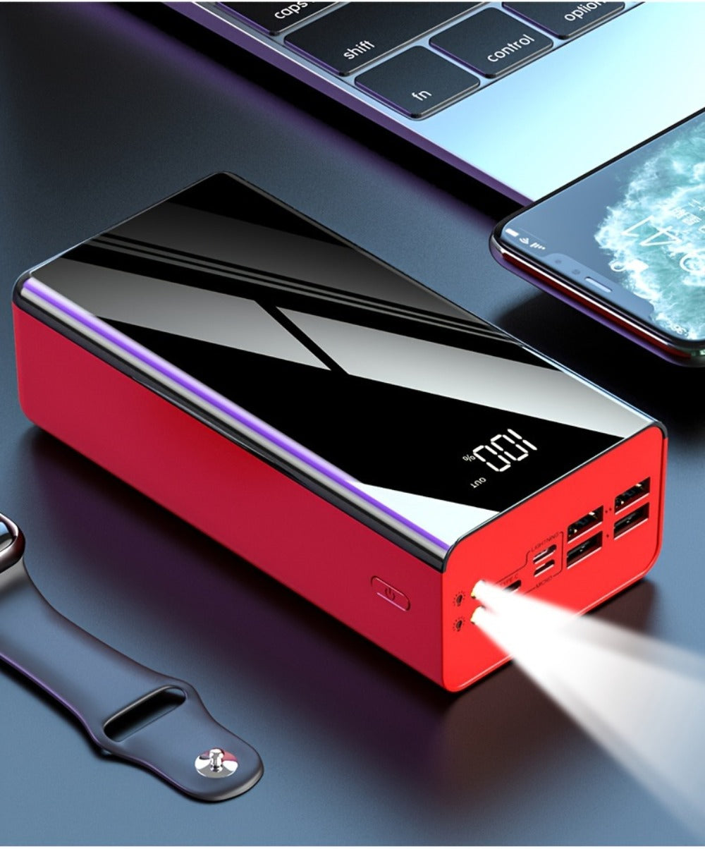 50000mAh Portable Charger Power Bank with LED Flashlight, Digital Display & Multi-Port Fast Charging – Heavy-Duty Battery Pack for Camping, Travel, Emergency, Laptops & Multiple Devices, Black/Red