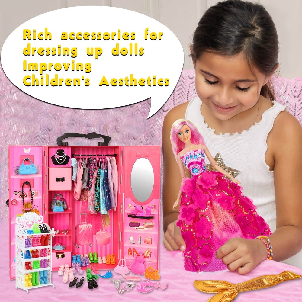 105-Piece Rose Doll Closet Playset for 11.5-Inch Fashion Dolls
