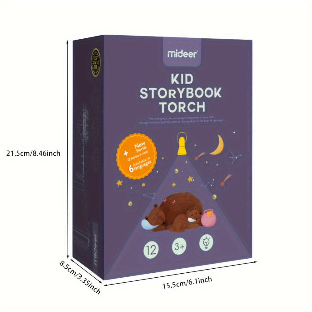 Kids Projector Torch with 12 Story Reels – MiDeer Flashlight Bedtime Storytelling Toy for Toddlers Ages 3+, Screen-Free Storybook Projector for Boys Girls, Birthday Christmas Holiday Gift