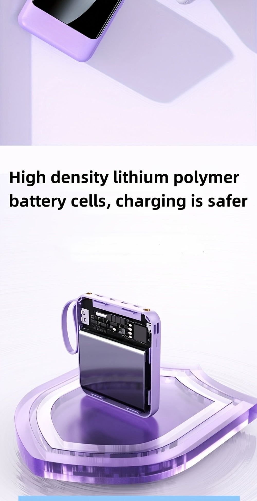 10000mAh Power Bank Built-in 4-in-1 Cable 22.5W Super Fast Charging Slim Mini Portable Charger for iPhone Android Samsung – Compact Travel Battery Pack USB-C Micro Lightning