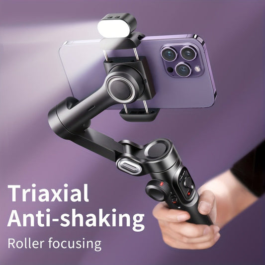 AOCHUAN Smart XE 3-Axis Phone Gimbal Stabilizer with AI Face Tracking & RGB Fill Light – Foldable Handheld Stabilizer, 360° Rotation, 2550mAh Battery, Anti-Shake for Vlogging, Live Streaming & Filming