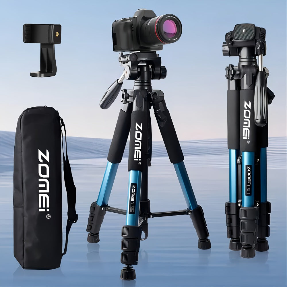 Aluminum Alloy Camera Tripod 65 Inch Heavy Duty Extendable with Phone Clip & Carry Bag – Professional Stand for DSLR SLR Mirrorless Camera Smartphone Projector Spotting Scope Travel Photography