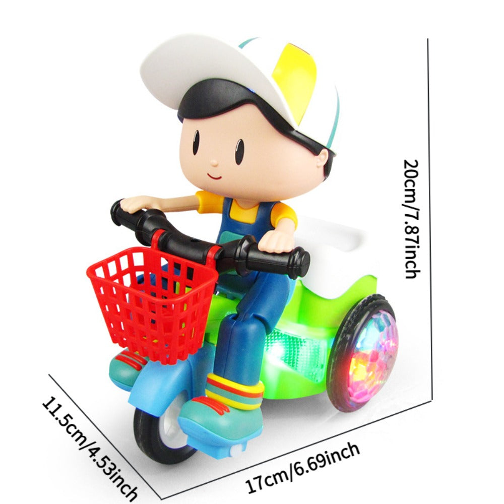 Kids Electric Tricycle Toy Motorcycle with 360° Rotation and Luminous Lights