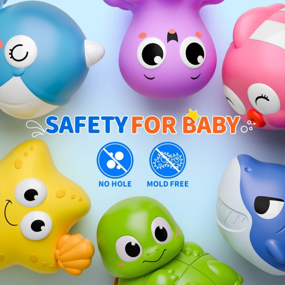 Ocean Animal Light Up Bath Toys 6 8 10 Pack – Glowing Sea Creature Floating Bathtub Toys for Baby Toddlers, Water Pool Toys for Boys & Girls, Random Colors Bath Time Gift Set