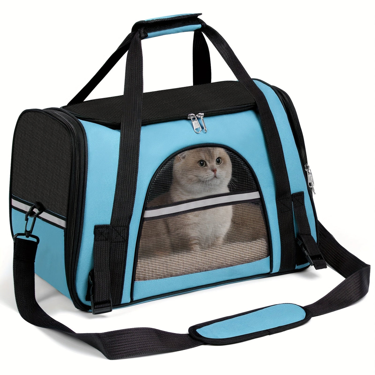 Foldable Cat Carrier Backpack | Airline Approved Collapsible Pet Travel Bag for Cats & Dogs, Spacious Ventilated Design, Anti-Escape Secure Zipper, Car-Friendly Breathable Cage, 6 Colors Available