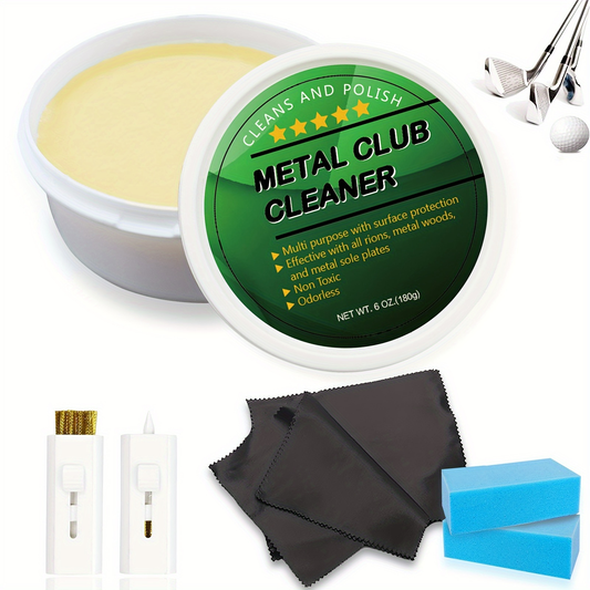 Golf Club Cleaning and Polish Kit with 180 g Paste, Brush and Sponge