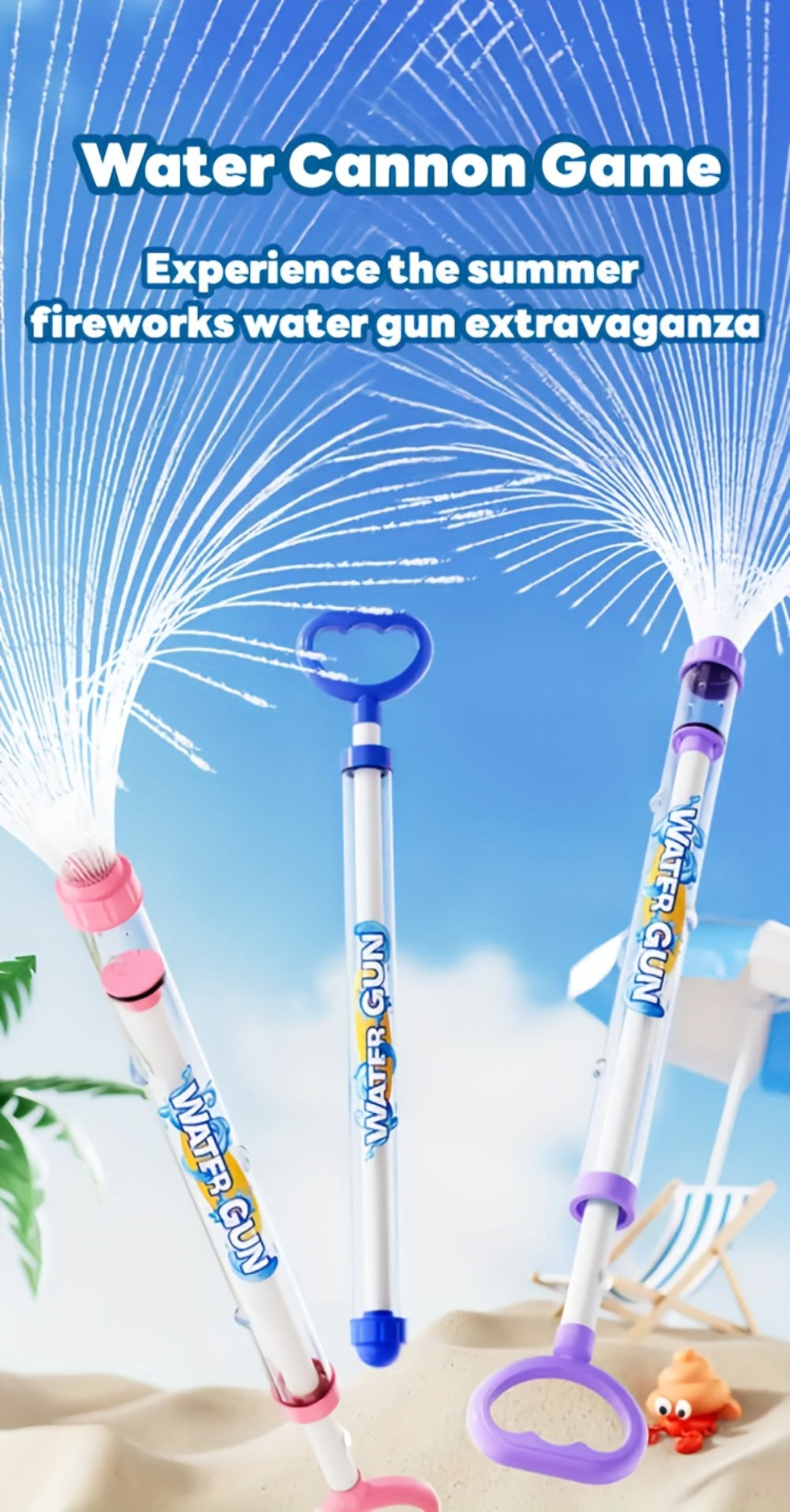 Firework-Shaped Water Gun Set, 3- or 6-Pack for Outdoor Water Play