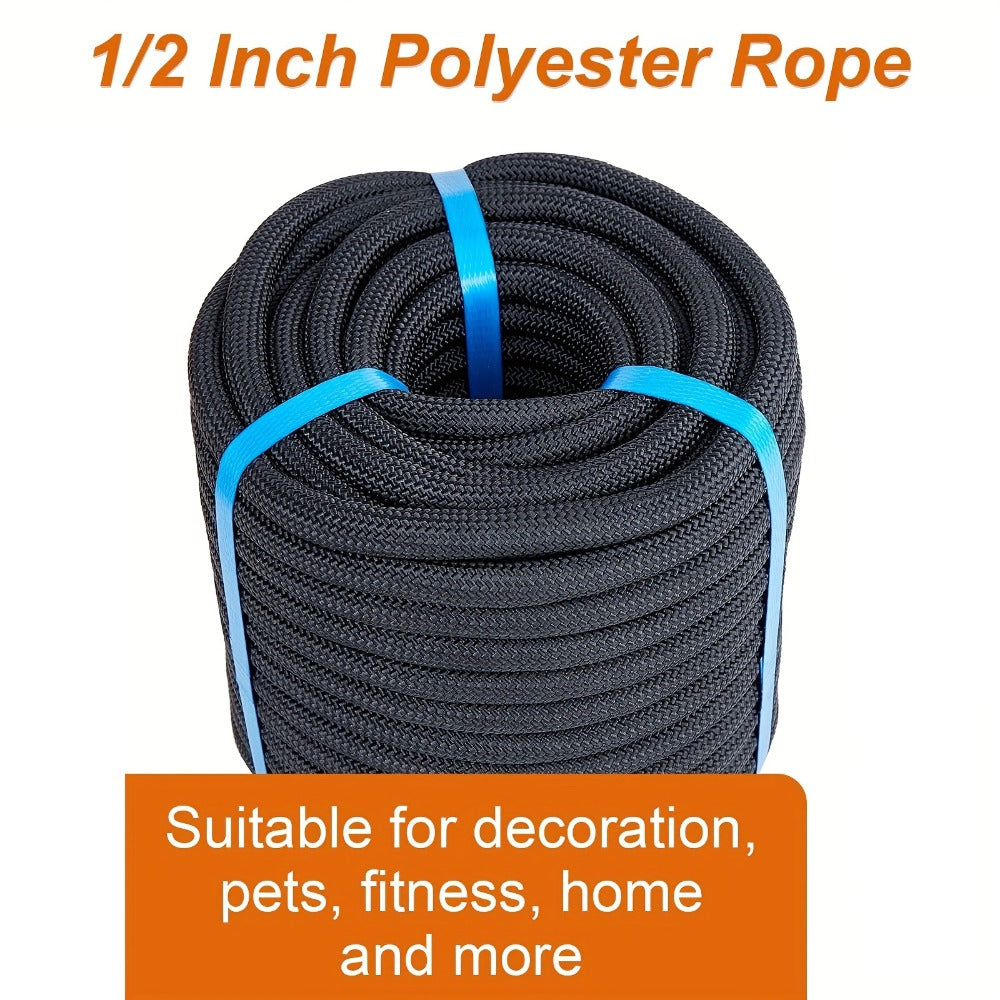 Double Braided Nylon Rope 1/2 Inch Heavy Duty Polyester – 100ft 150ft 200ft Multi-Color for Anchoring Towing Cargo Sailing Dock Lines & Outdoor Use