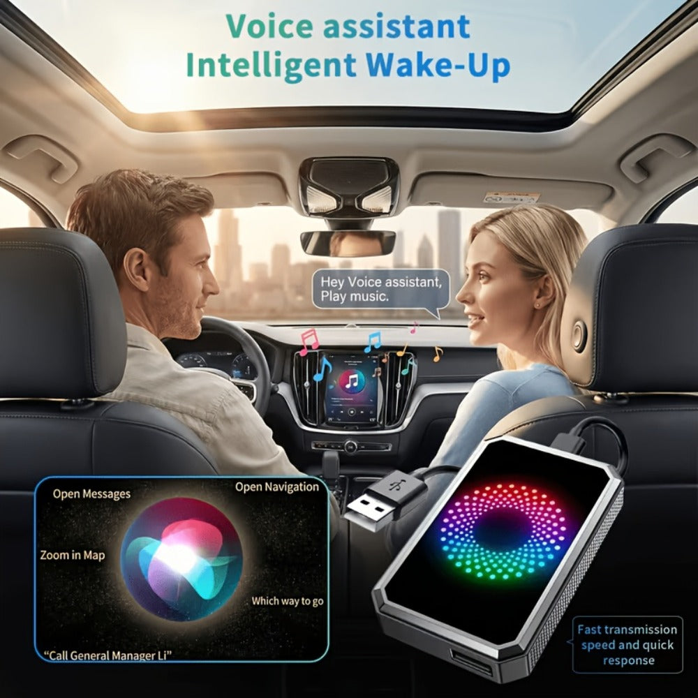 3-in-1 Wireless CarPlay Adapter Magic Media Box with Netflix YouTube TikTok Streaming & USB Port, Converts Factory Wired Apple CarPlay & Android Auto to Wireless, Plug-and-Play, iOS 10+, Black