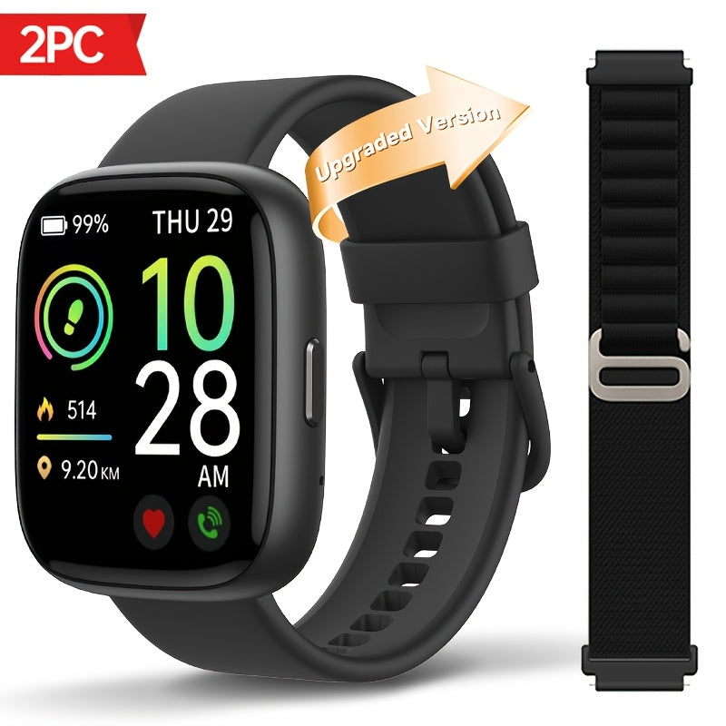 Alexa Built-in Waterproof Smartwatch 1.83" HD – Wireless Calling, 100+ Sport Modes, Heart Rate SpO2 Sleep Tracker, Optional Woven Strap – Unisex Black Green Purple Pink Gold White iPhone & Android