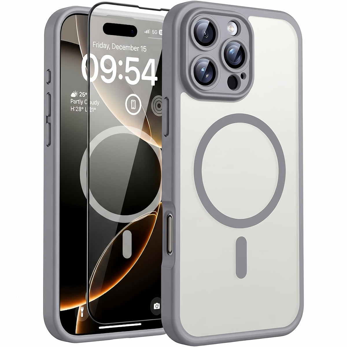 MagSafe iPhone Case Magnetic Matte Translucent Drop-Resistant Full Camera Protection Slim Frosted Cover for iPhone 16 Pro Max 16 Pro 16 Plus 16 15 Pro Max 15 Pro 15 Plus 15 14 Pro Max 14 Pro 14 13 12 – Black Grey Blue