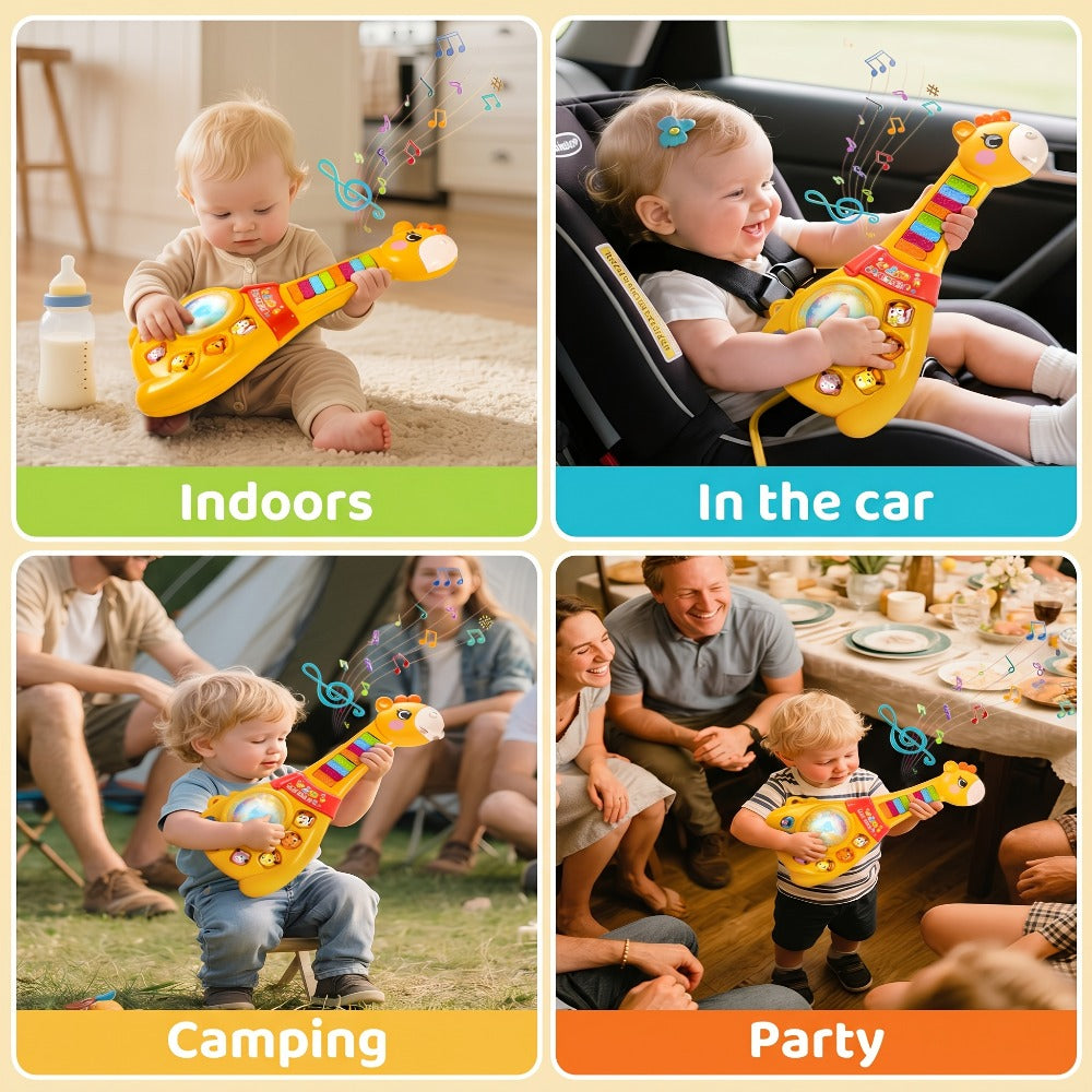 Giraffe Guitar Musical Toy with Piano Keys, Animal Sounds and Lights