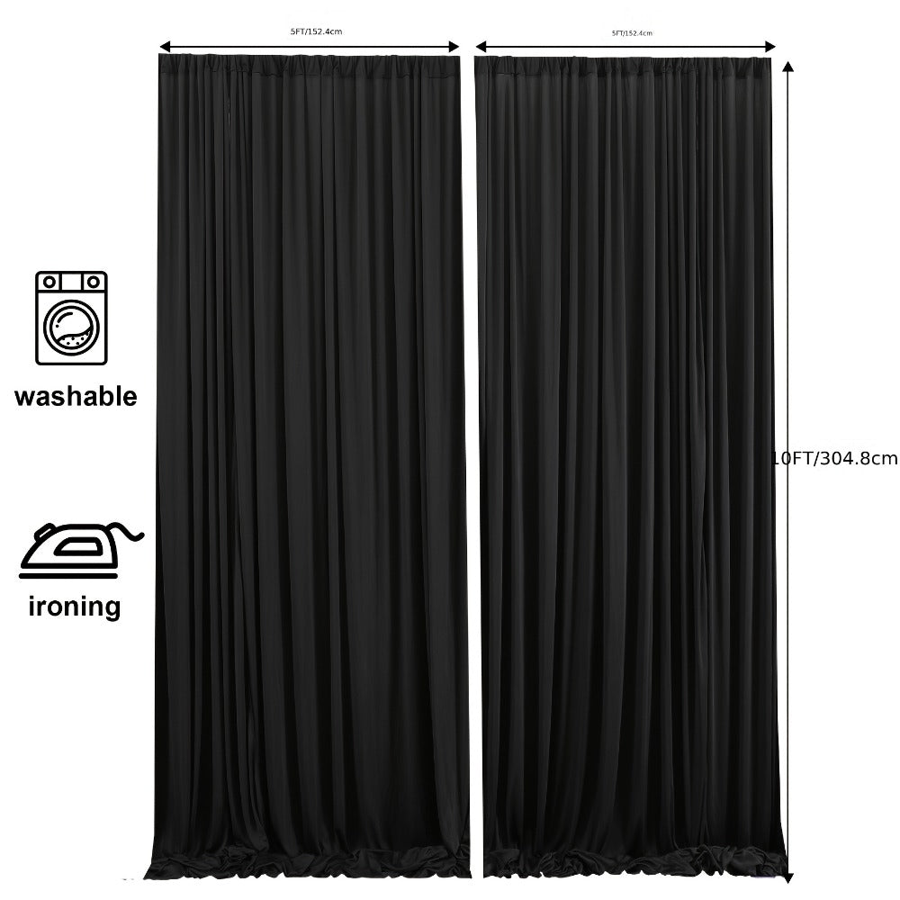 10x10Ft Polyester Photography Backdrop 2-Pack – Photo Booth Background Curtain for Party, Birthday, Wedding, Holiday, Stage & Exhibition Decoration, Wrinkle-Free, Machine Washable, Easy Pole Install