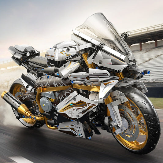 Motorcycle Building Block Model, 1:5 Scale, 2,000+ Pieces