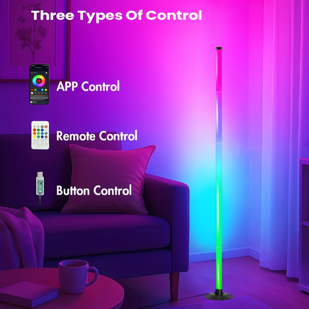 Smart LED Floor Lamp Modern Minimalist – Mood Lighting App & Remote Dual Control Backlight Ambient Light for Bedroom Office Gaming Study Room Holiday Gift 1 or 2 Pack