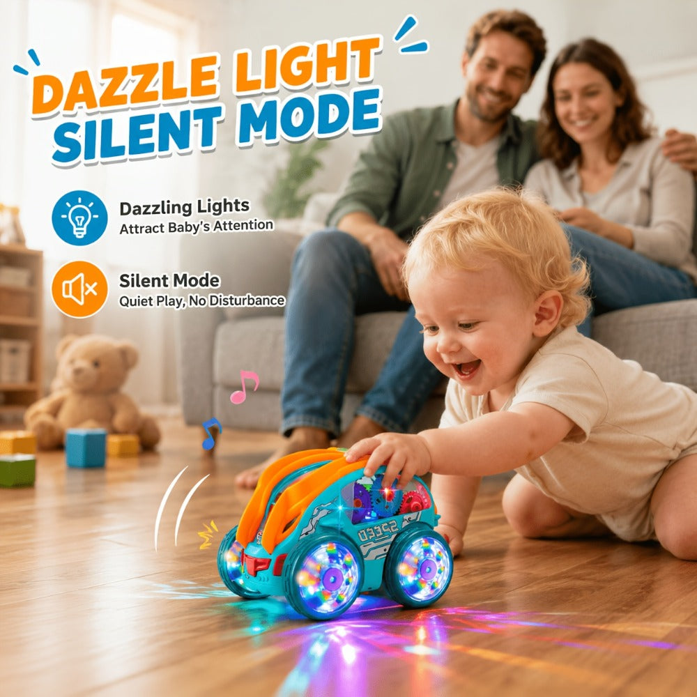 Automatic Dump Truck Toy with LED Lights and Music, Press and Go Construction Vehicle for Ages 2+