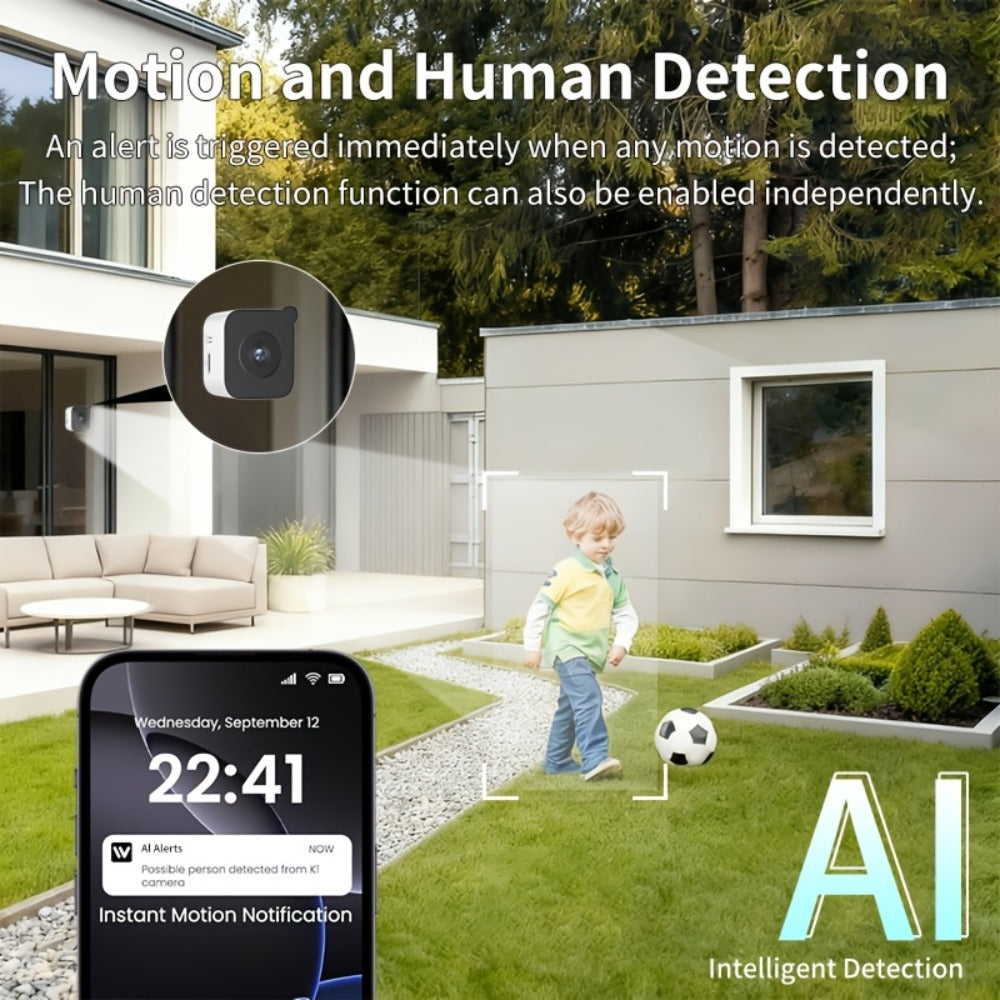 6MP Window Security Camera with AI Human Detection, 911 Emergency Alerts & Full-Color Night Vision – Dual Band 2.4GHz/5GHz WiFi, Smart Indoor Surveillance, Easy Install, 1/2 Pack
