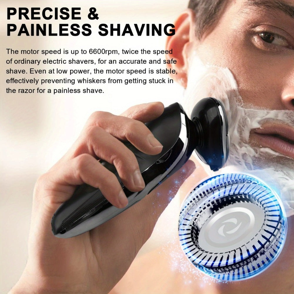 Men's Electric Shaver 3D Floating Head with LED Display - Rechargeable Washable Cordless Rotary Shaver for Home & Travel, Close Smooth Shave, Great Gift for Men, Boyfriend & Valentine's Day, 2-Pack
