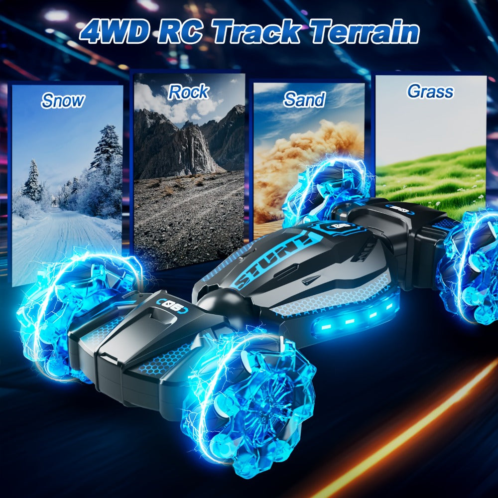 1:24 8WD RC Stunt Car with Dual Remote Control, LED Lights, and 28 km/h Speed