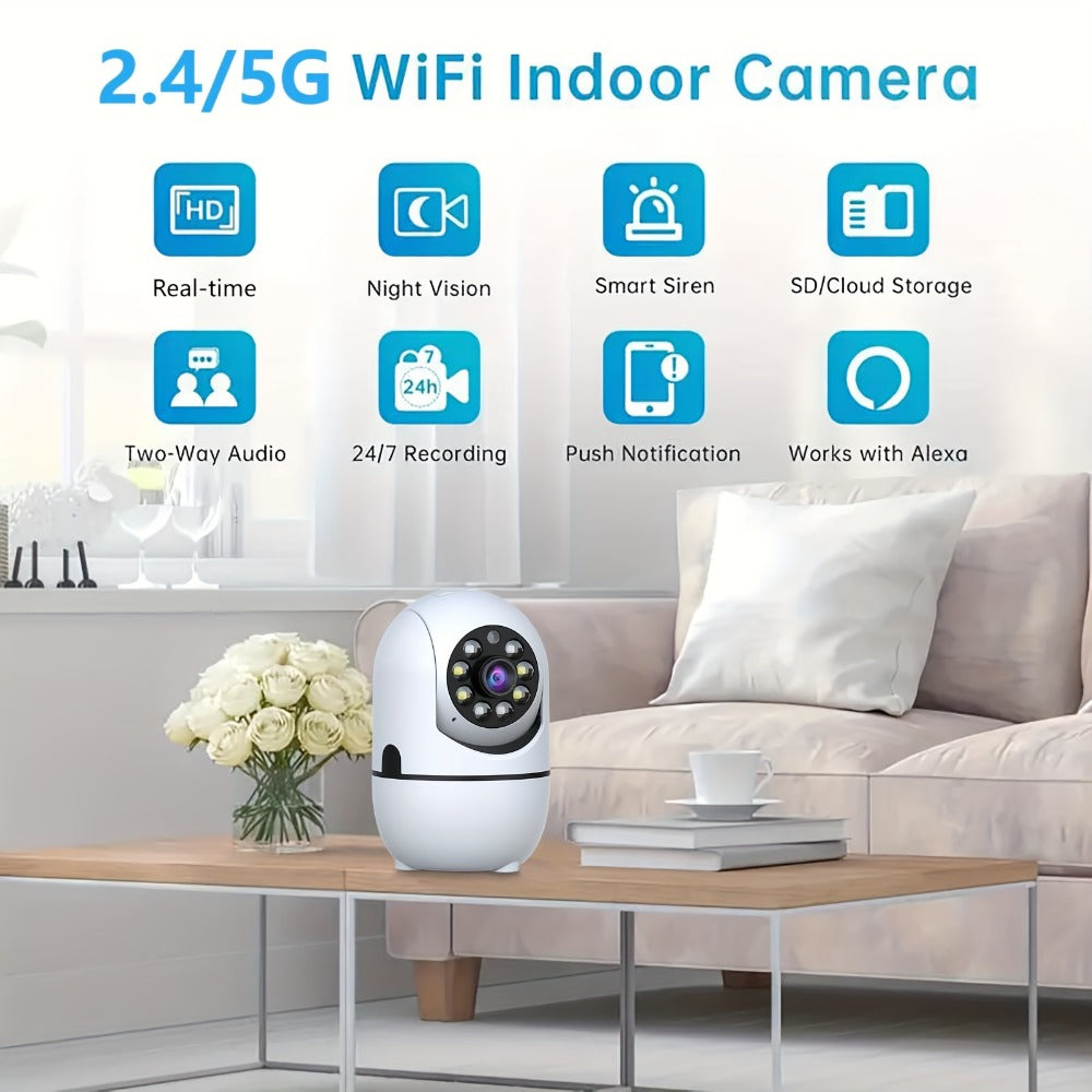 Indoor Security Camera 4 Pack Alexa Compatible 355 Pan Tilt Night Vision Motion Detection Two-Way Talk Baby Pet Monitor Dual Band 2.4G 5GHz WiFi Cloud 256GB SD Card