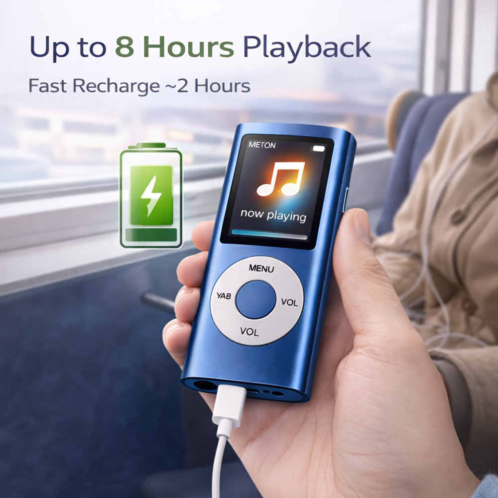 Portable MP3 Music Player with 1.8" LCD Display, Compact Digital Audio Player with FM Radio, Voice Recorder, Expandable Storage, Earphones Included, for Kids Adults Travel Gym Outdoor