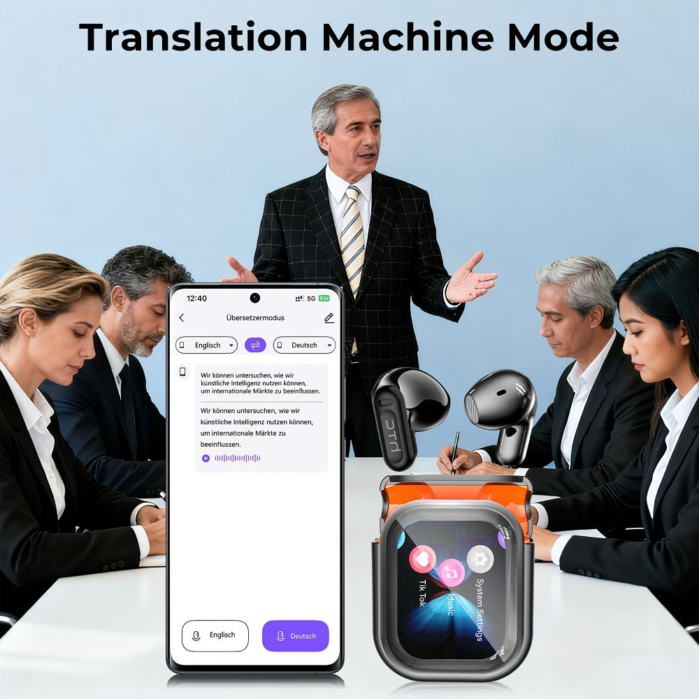 AI Translation Earbuds 136 Languages Real-Time Bidirectional Translation LDAC HD Sound True Wireless Bluetooth for Business Travel Meetings International Use