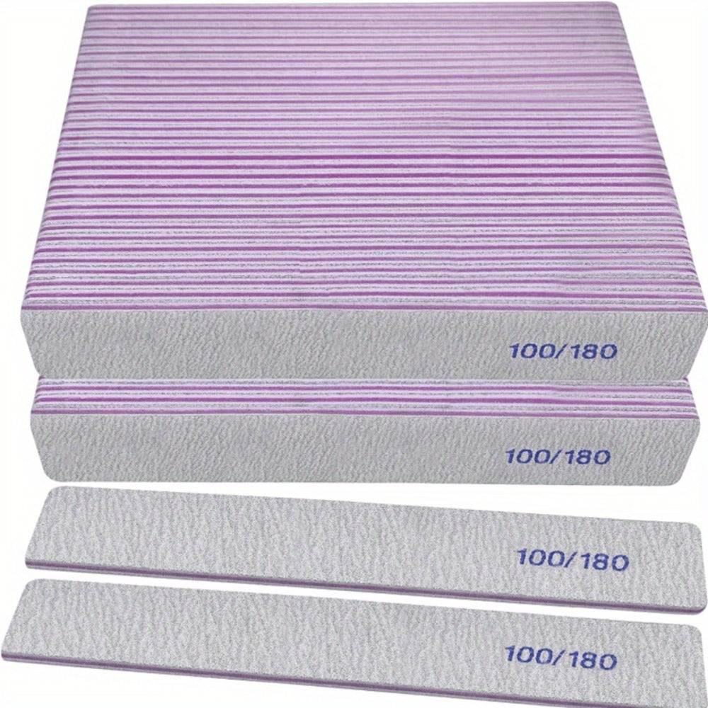 Emery Boards Nail Files 50 Pack 100 180 Grit Double Sided Professional Fingernail Filer Set Reusable for Natural Acrylic Gel Nails Manicure Salon Home Use