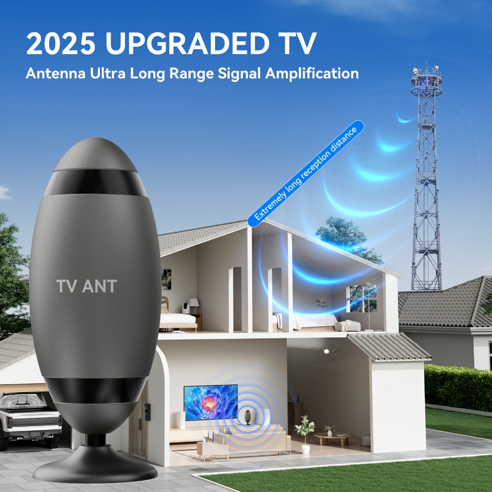 Metal Long Range TV Antenna 200KM - 4K HD USB Interface, One-Touch Long Distance Mode, Indoor Home Car RV, Works with Smart TV & Old TVs, Complete Accessories Included 2026