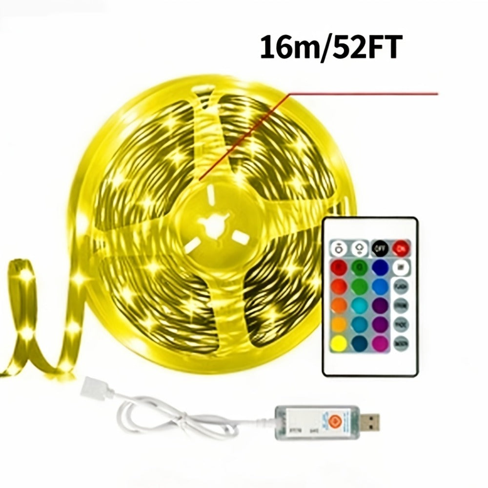 RGB LED Strip Lights Music Sync Color Changing – App & 24-Key Remote Control Dimmable Timer Adhesive LED Light Strip for Bedroom Dorm Ceiling TV Holiday Decor – 6.56FT to 260FT