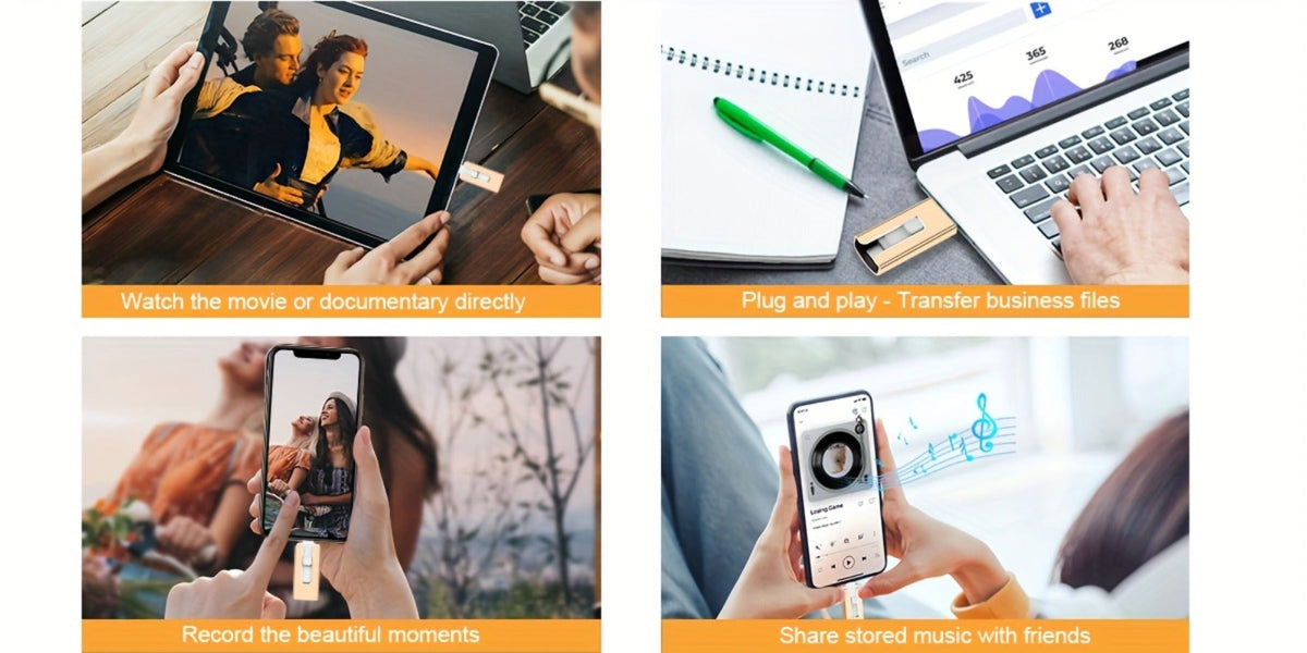 Photo Stick 256GB for iPhone iPad – One-Click Backup USB Flash Drive with Password Protection High-Speed External Memory Stick for iPhone 15 14 13 12 11 Android PC Mac
