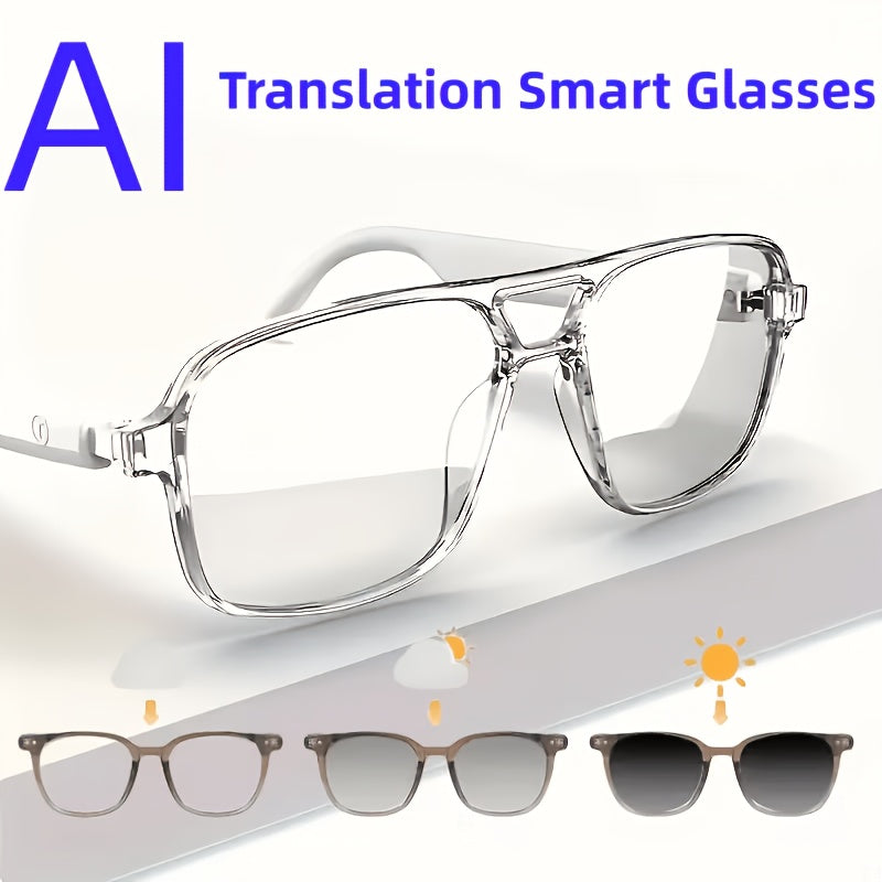 Translation Smart Glasses with 160-Language Real-Time Translation, Hi-Fi Music & HD Voice Calls – Photochromic, Metal Frame & Double-Sided Options, Built-in Mic & Speaker, Unisex