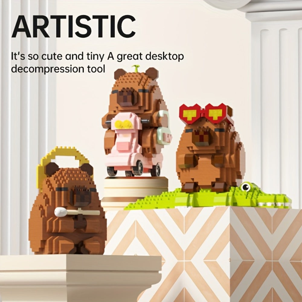Capybara Micro Brick Scene Building Set with 4 Design Options